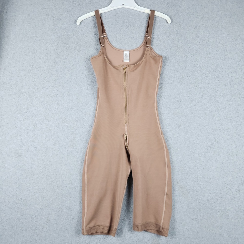 Tissini Shapewear Womens Small Tan Full Body Faja Zipper Front Adjustable Strap